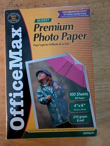 Carta fotografica premium lucida OfficeMax (100 - fogli 4"x6") nuova mai aperta - Foto 1 di 2