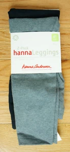 NWT Hanna Andersson Black Gray 2-Pack Ribbed Leggings 4T 100 cm New - Picture 1 of 2