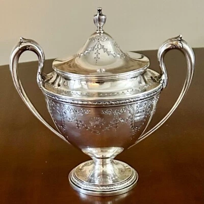 Antiguo azucarero Gorham de plata esterlina con tapa y juego de crema RARO  Foto 1 de 4