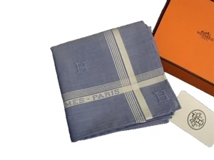 Sciarpa Hermes Gavroche 45 cotone 100% blu con scatola etichette mai usata. - Foto 1 di 6