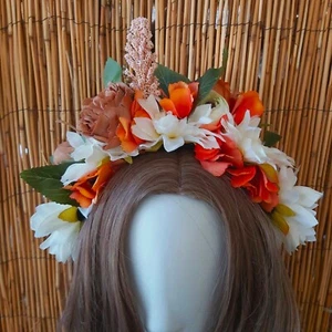 Luxury Handmade Orange Flower Headband/Headpiece. Bridal, Races, Cosplay. - Picture 1 of 8