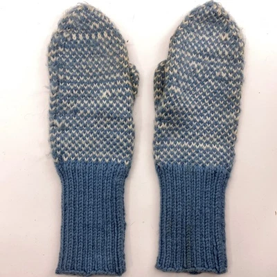 Более длинные манжеты дома вязаный острый зимние варежки синий белый классический узор - Изображение 1 из 4