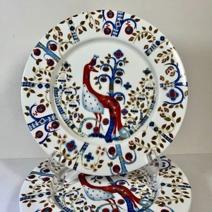 IITTALA WHITE TAIKA Peacock 8.75” Dessert Salad Plates Set 4 HAAPANIEMI Finland - Picture 1 of 12