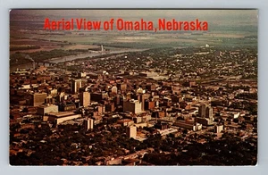Omaha, NE-Nebraska, Luftaufnahme Stadt zeigt Missouri Vintage Souvenir Postkarte - Bild 1 von 2