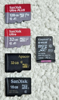 Лот из 5 карт Micro SD 128, 64, 2 x 32, 16 для игровой консоли, камеры, телефона - Изображение 1 из 2
