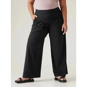 Pantalón Athleta 22 Brooklyn Heights tiro alto plisado pierna ancha negro #533436 - Imagen 1 de 9