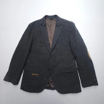 Blazer de lana extra fina Massimo Dutti para hombre 42 gris marrón parches en el codo abrigo deportivo Foto 1 de 4