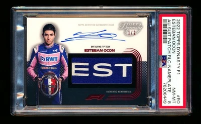 2022 TOPPS DYNASTY F1 ESTEBAN OCON NAMEPLATE PATCH AUTO AUTOGRAPH #1/2 PSA 8! - Image 1 of 2