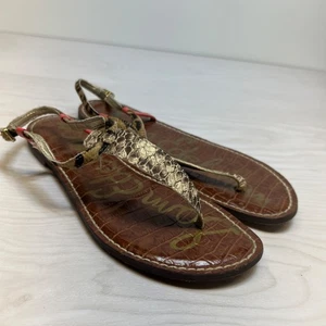 Sam Edelman Gigi Schlangenleder Zehenstegsandalen Größe 8,5 mit roten Akzenten - Bild 1 von 8