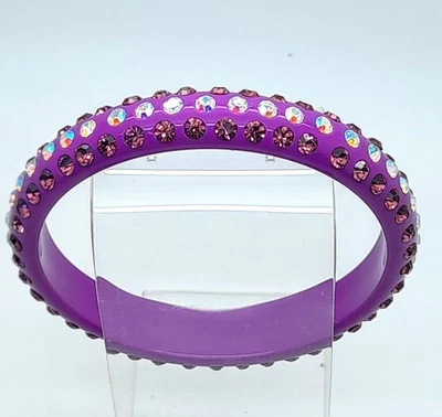 Purple round Lucite Plastic purple & ab rhinestone party fashion bangle bracelet - Image 1 of 4