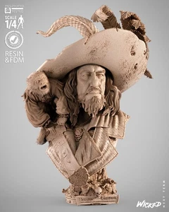 3D gedruckte Fan Art Hector Barbossa Portrait BĂĽste von Wicked - Bild 1 von 17