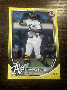 2025 Bowman Prospects YELLOW PATTERN PARALLEL Lawrence Butler 5/75 A’s - Picture 1 of 2