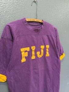 Vintage 70’s Russell Athletic Gold Label Purple Cotton Ringer Fiji Tee Shirt L - Picture 1 of 5