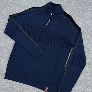 Obermeyer Sweater Mens S Navy Blue Vince 1/2 Zip Merino Wool Blend *READ NEW* - Picture 1 of 12