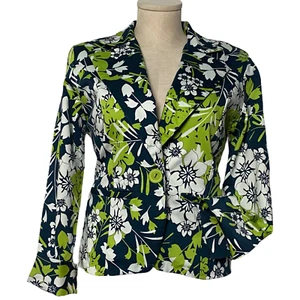 Cynthia Max Women Jacket Blazer 1 Button Single Breasted Pocket Tropical M - Picture 1 of 6