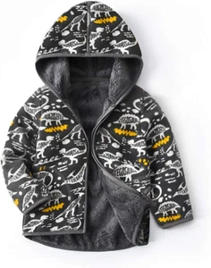 Feidoog Toddler Fleece Jacket Baby Boys Girls Hooded Waterproof Zipper Long Slee - Picture 1 of 12
