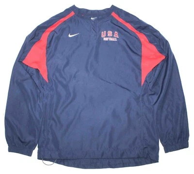 Chaqueta cortavientos Nike EE. UU. Softbol bordada 2 broches L/S para hombre talla pequeña Foto 1 de 4