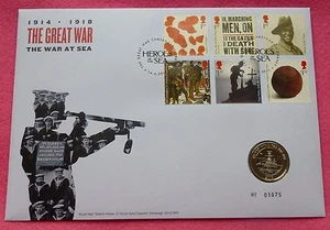 2015 FIRST WORLD WAR 100TH ANNIVERSARY - ROYAL NAVY TWO POUND £2 COIN FDC PNC - Picture 1 of 4