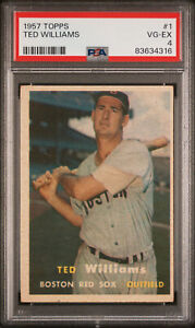 1957 Topps Baseball #1 Ted Williams Red Sox PSA 4 VG-EX