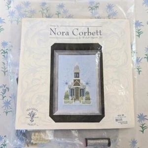 Mirabilia Nora Corbett Little Snowy Blue Church Cross Stitch Kit NEW Holiday - Picture 1 of 2