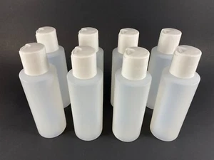 Botella exprimidora de plástico de 4 oz (cantidad 8) con tapa de disco blanca pintura artesanal viaje belleza - Imagen 1 de 4