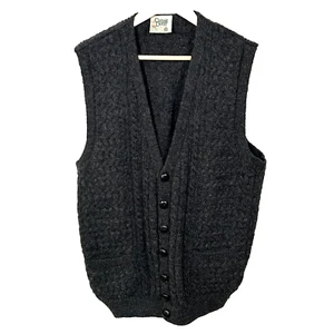 Carraig Donn Irish Knit Sweater Vest XL? XXL? XXXL Grandpa Grey Cable Knit * - Picture 1 of 6