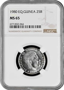 Equatorial Guinea 25 bipkwele 1980, NGC MS65, "President Teodoro Obiang Nguema" - Picture 1 of 2