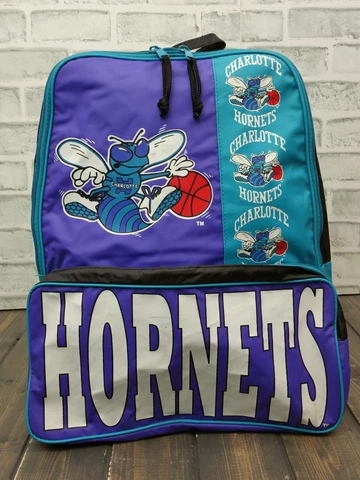 Vintage 1990's Official NBA Charlotte Hornets Backpack Bag Licensed Purple Teal Cover