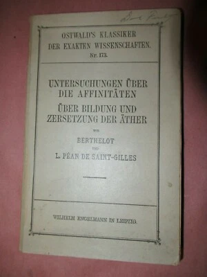 Untersuchungen Uber Die Affiniaten, Bertholet und L. Pean De Saint-Gilles #173.. - Image 1 of 4