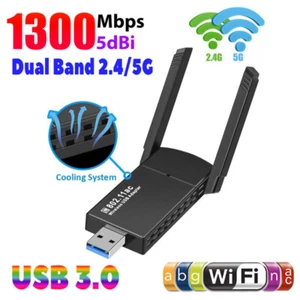 1300Mbps USB Wireless WiFi Network Receiver 2.4/5GHz Dual-Band Adapter Dongle UK - Picture 1 of 9