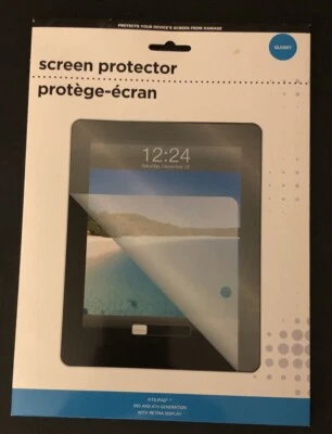 Glossy Screen Protector Fits iPad 3rd & 4th Gen W Retina Display, Cloth Included - Image 1 of 2