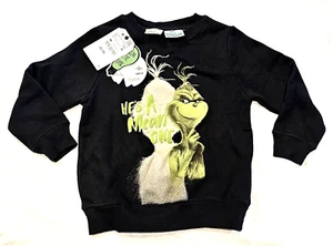 Zara Kids Black Grinch Sweatshirt NWT New 5 - Picture 1 of 6