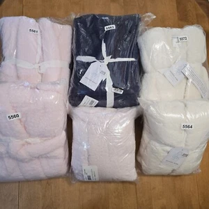 POTTERY BARN KIDS SOLID SHERPA ROBE UNISEX SIZE S, M, L ~ IVORY, PINK, NAVY - Picture 1 of 13