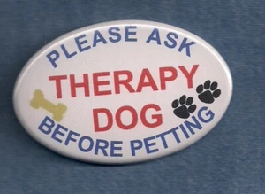 TERAPIA PERRO POR FAVOR PREGUNTE ANTES DE ACARICIAR - Terapia perro chaleco botón con pasador posterior - Imagen 1 de 1