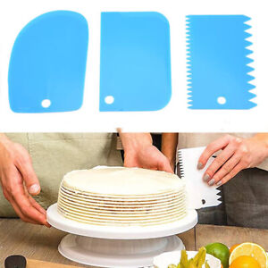 3 Pcs Dough Cutter Cake Bread Slicer Baking Pastry Scraper Plastic Spatula Tools