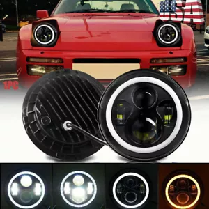 DOT 7" LED Headlight High Low Beam Halo Angel Eye DRL Fit Porsche 944 1983-1991 - Picture 1 of 12