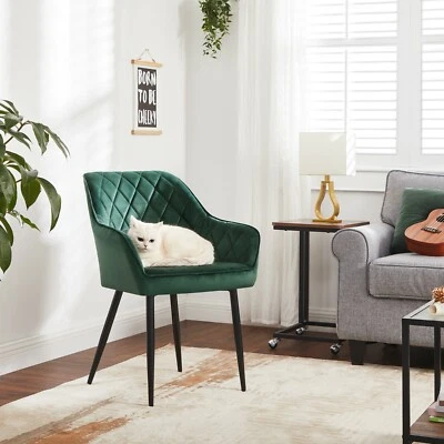 Esszimmerstuhl Sessel Polsterstuhl Metallbeine Samt grün SONGMICS LDC088C01 - Bild 1 von 4