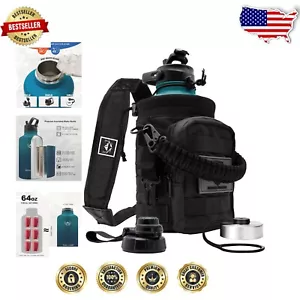 Botella de agua aislada 64 oz con soporte táctico - Ideal para senderismo y deportes - Imagen 1 de 9
