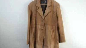 Women Beige Leather Blazer Mid-Season Outwear - Pre-Owned - Picture 1 of 10