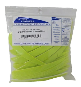 100 Pack Gateway Feathers 5" Left Wing: Parabolic Lemon Lime Green 500LPSLL-100 - Picture 1 of 3