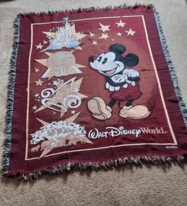 Mickey Mouse Disney Tapestry Woven Throw Blanket Walt Disney World Magic Epcot  - Picture 1 of 6