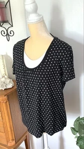 Kim Rogers Women’s Short Sleeve Geometric￼ Polka Dot Top Sz XLMay Fit L Or LP - Picture 1 of 11