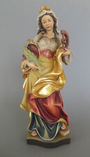 Heilige Katharina mit Rad 30 cm hoch Holz bemalt Heiligenfigur Holzfigur N1