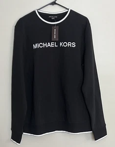 Neu Michael Kors Sweatshirt Herren L schwarz bestickt MK Logo Langarm Pullover - Bild 1 von 8