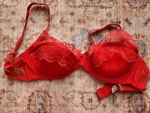 AGENT PROVOCATEUR Bra 34DD Womens Red Lace Adjustable