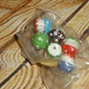 Vintage Wooden Wood Mushrooms TAIWAN Small Assorted Craft .5" Package Has 6 PC - Picture 1 of 1