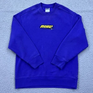 VTG Nike Sweatshirt Youth M (10-12) Blue Embroidered Spellout Swoosh Logo Crew - Picture 1 of 13
