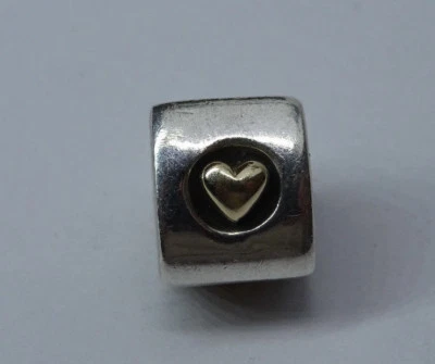 Original Pandora 790305 Herzen Gold  Element 925 Silber Bicolor Charms Nr.52 - Bild 1 von 3