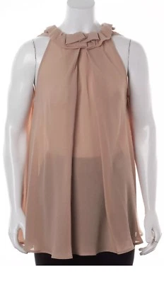 Blusa Top FENDI Beige Seda Calce Relajado Volantes Cuello Talla S Foto 1 de 4