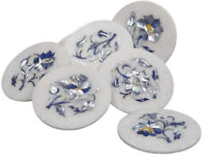 White Marble Coaster Set Inlaid with Blue Mother of Pearl Handmade Coaster Set